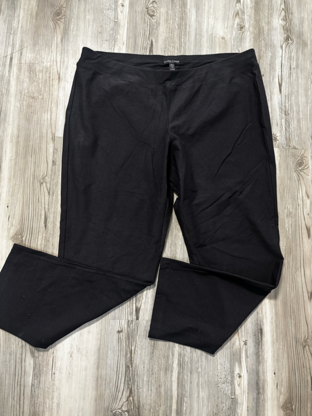 Eileen Fisher Petite Black Pants NWT Stretch Pull On Straight Leg Minimalist Ch